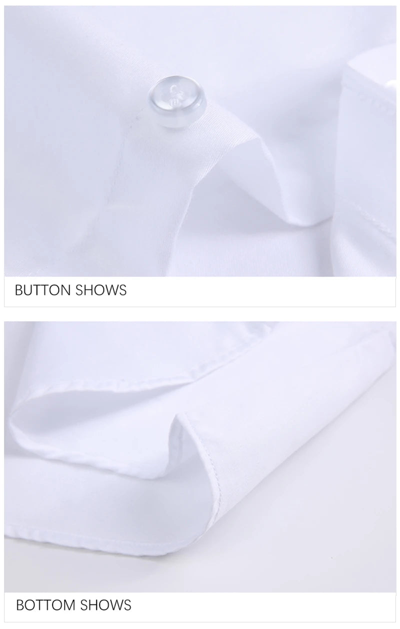 TFETTERS Autumn Long Sleeve Shirt Men White Shirt Stand Collar Slim Fit Business Work Shirts for Men Plus Size 5XL