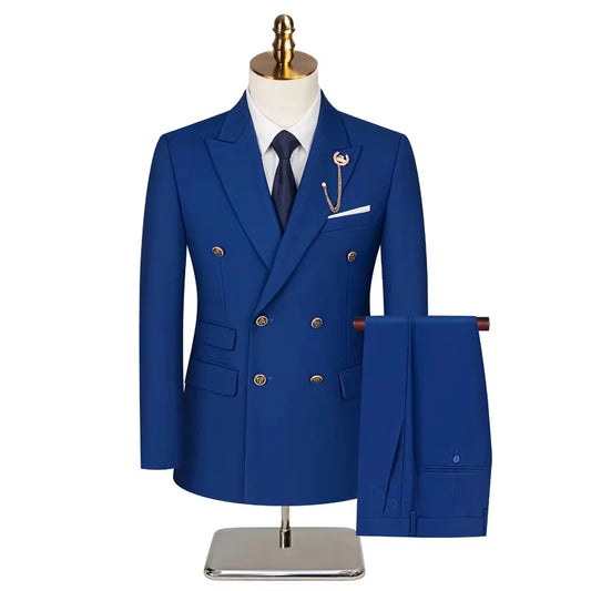 Men's Suit (Blazer+ Trousers) Fashionable Gentleman Business Double-breasted British-style Banquet Host Casual Wedding Suit