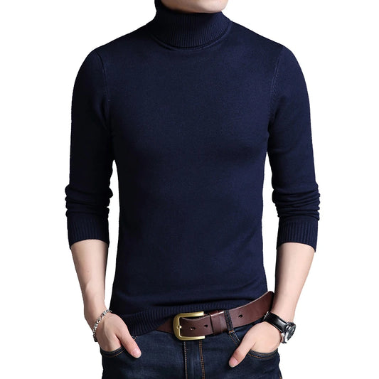 TFETTERS 2025 Slim Thickened Men's Base Coat Turtleneck Sweater Men Sweater Black Sweater Knitwear Long Sleeve Slim Sweaters