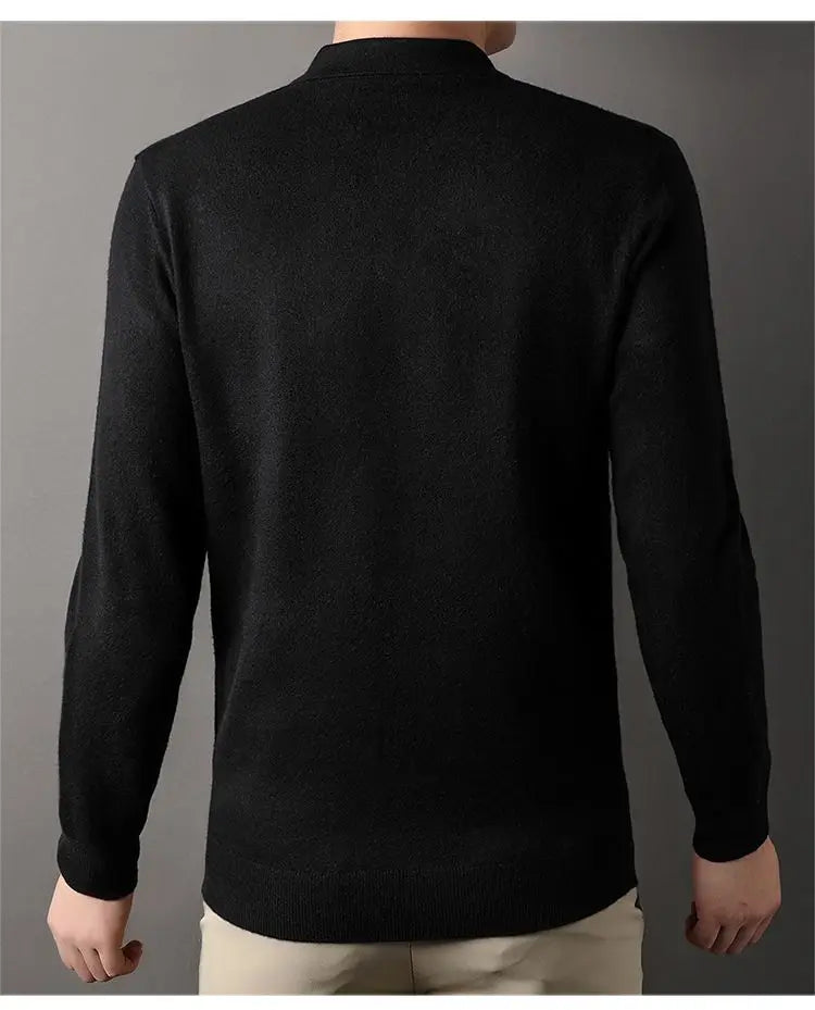 Male Polo Shirt Soft Lightweight Warm Knitted Luxury Simple Button Up Pullover 2025 Lapels Comfortable Business Sweater Clothing